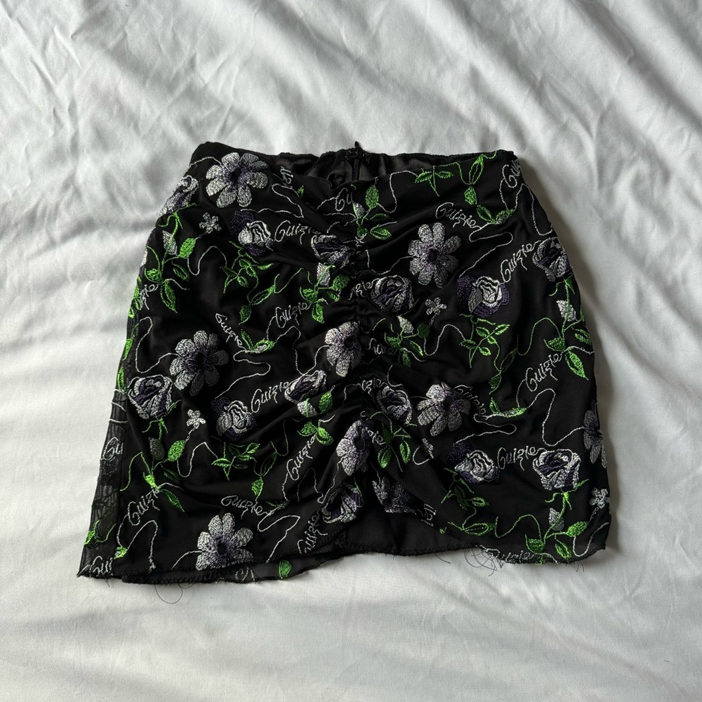 Danielle Guizio black floral skirt